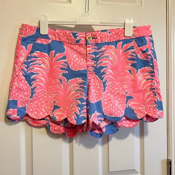Lilly Pulitzer Pink and Blue Buttercup Tropical Pineapple Print Shorts - Picture 3 of 11